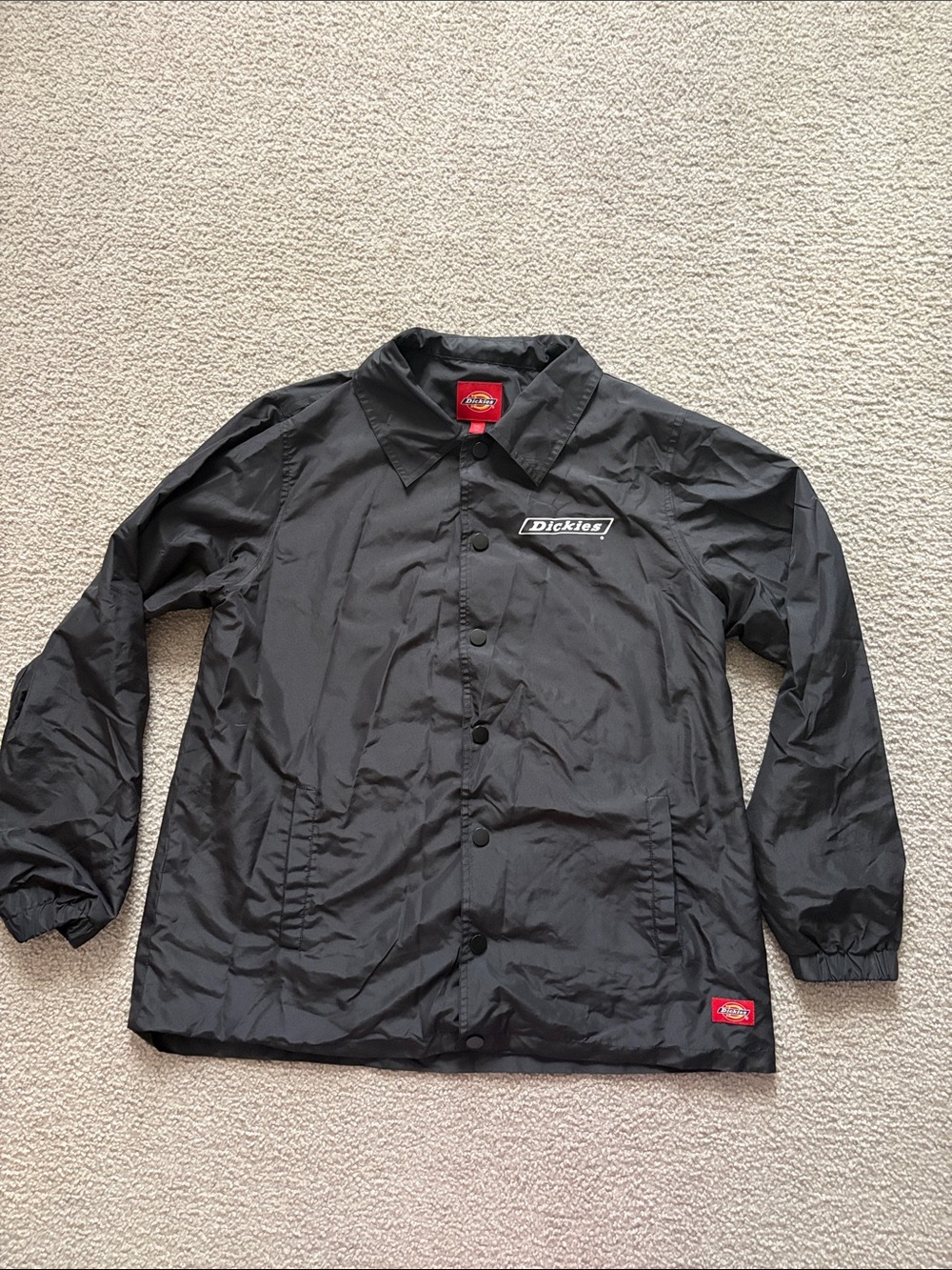 Dickies Black Coach Windbreaker with Red Logo Tabs